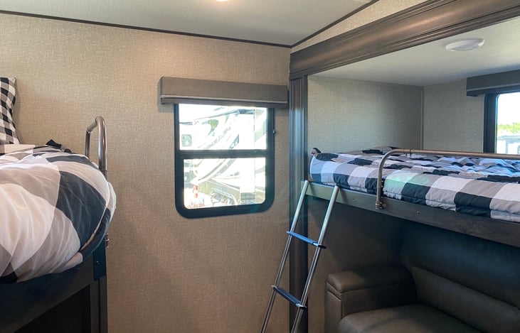 Added bunk ladder for the little ones as well as bed railing for added protection up top.