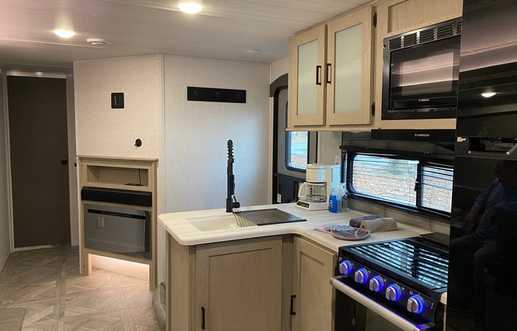 Kitchen viewed from back area