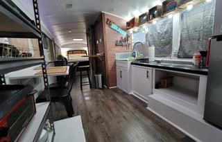 Cozy school bus on the river,  pet friendly,