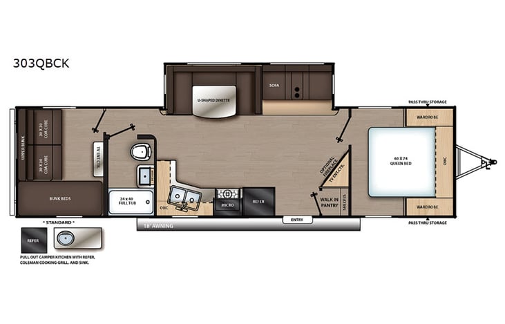 Representative floor plan provided by a trusted RVshare partner.