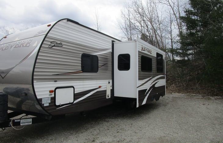 Outside with slide out.