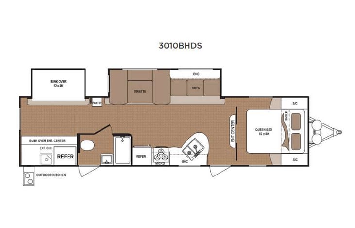Representative floor plan provided by a trusted RVshare partner.