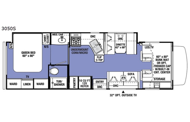 Representative floor plan provided by a trusted RVshare partner.