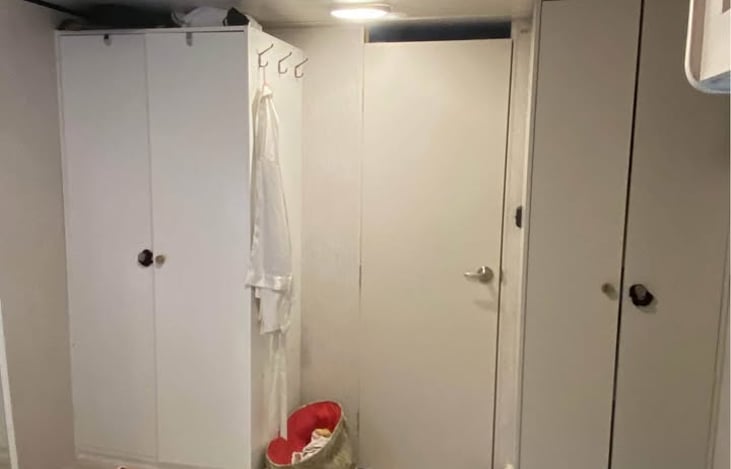 Closet space in the master bedroom/cargo area.