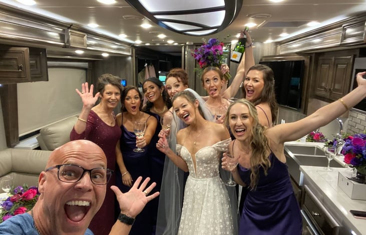 We hosted a wedding for the bride and her bridesmaids in our RV
