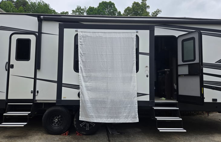 Projector screen included in the Outdoor Boogie Package.