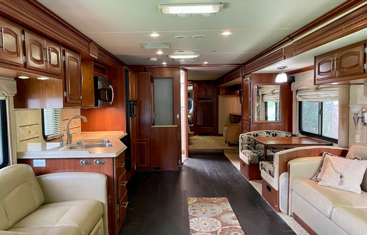 Interior with smoked glass privacy sliding door open