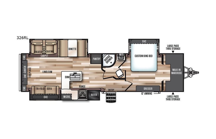 Representative floor plan provided by a trusted RVshare partner.
