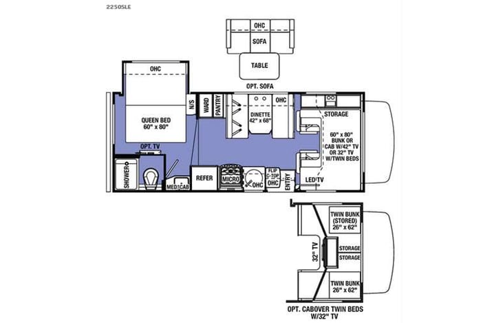 Representative floor plan provided by a trusted RVshare partner.