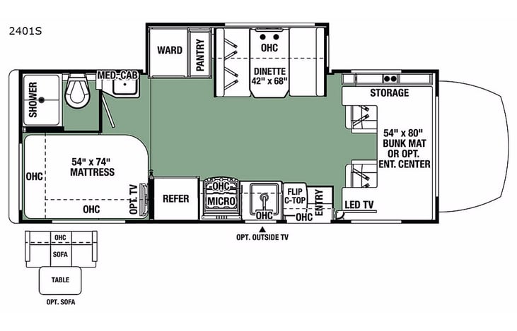 Representative floor plan provided by a trusted RVshare partner.