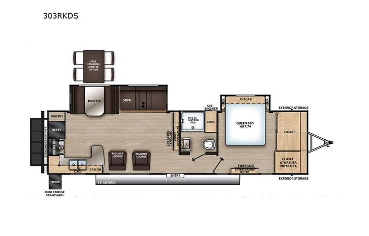 Representative floor plan provided by a trusted RVshare partner.