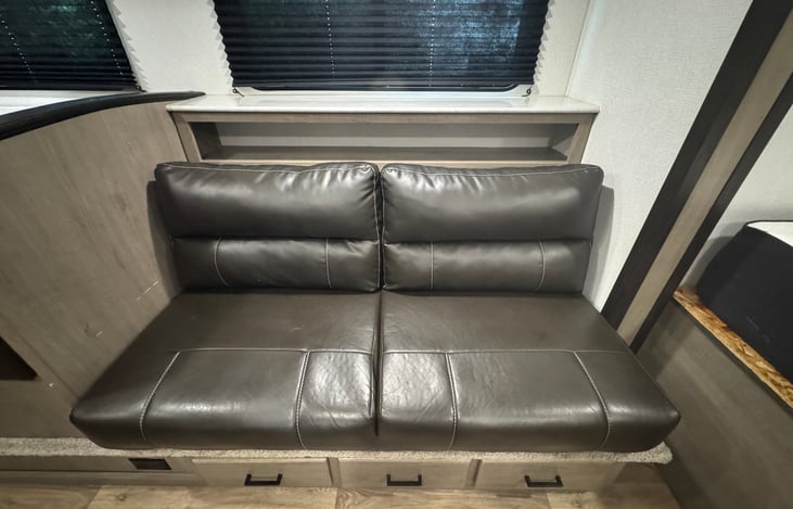 Comfortable sofa for relaxing after a day outdoors