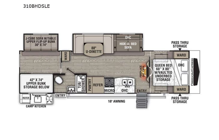 Representative floor plan provided by a trusted RVshare partner.