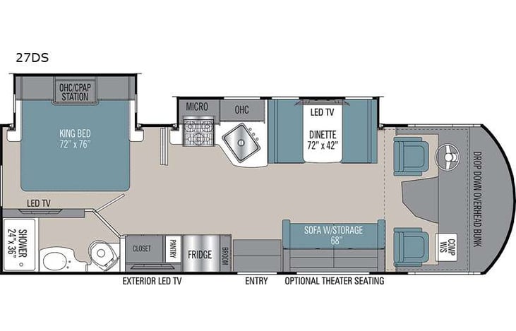 Representative floor plan provided by a trusted RVshare partner.