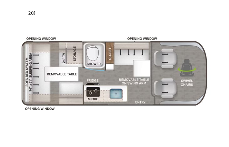 Representative floor plan provided by a trusted RVshare partner.