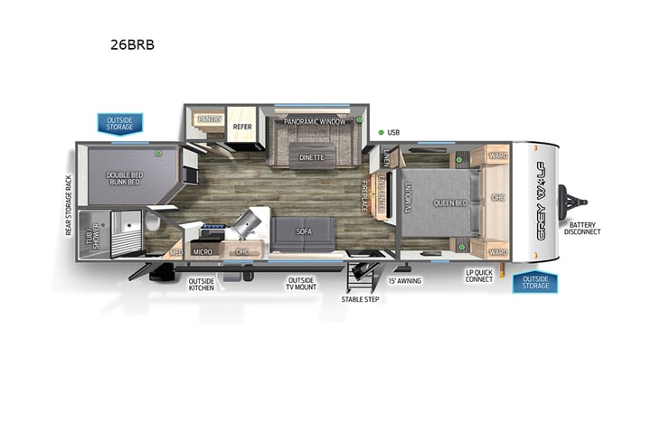 Representative floor plan provided by a trusted RVshare partner.