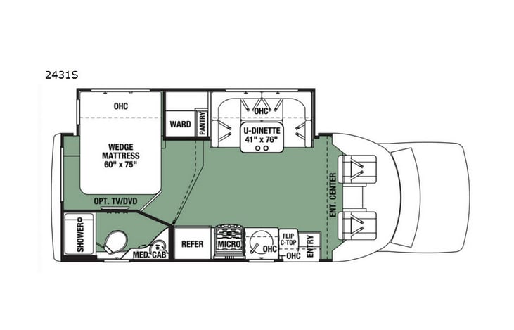 Representative floor plan provided by a trusted RVshare partner.