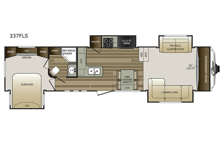 Representative floor plan provided by a trusted RVshare partner.