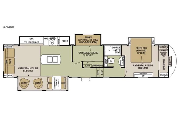 Representative floor plan provided by a trusted RVshare partner.