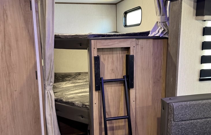 Double-over-double bunks kids love and adults appreciate.