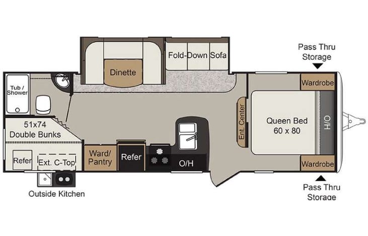 Representative floor plan provided by a trusted RVshare partner.