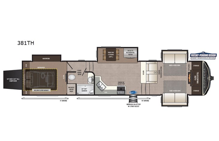 Representative floor plan provided by a trusted RVshare partner.