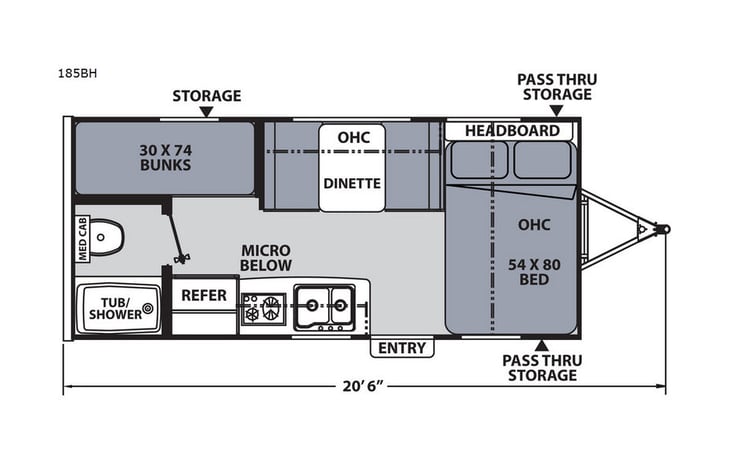 Representative floor plan provided by a trusted RVshare partner.