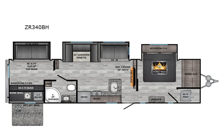 Representative floor plan provided by a trusted RVshare partner.