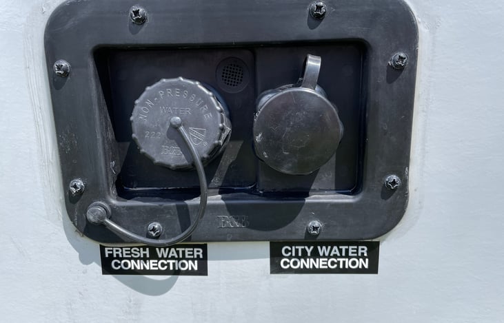 Fresh water tank for camping without a water connection.