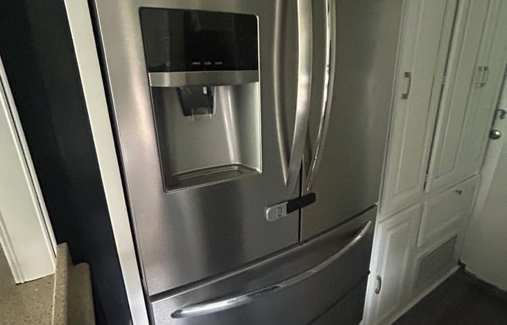 fridge and storage cabinets