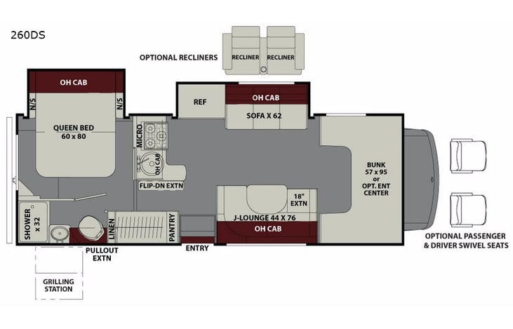 Representative floor plan provided by a trusted RVshare partner.