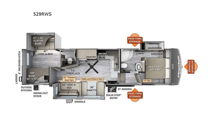 Representative floor plan provided by a trusted RVshare partner.