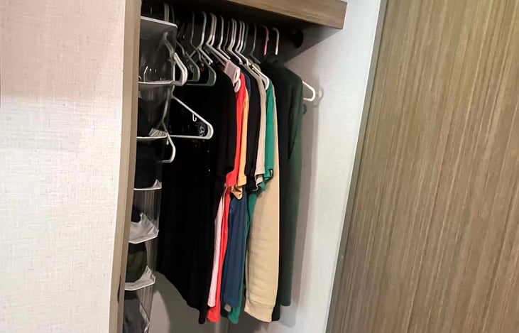 Master room, main closet. Includes space saving hangars