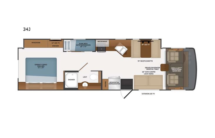 Representative floor plan provided by a trusted RVshare partner.