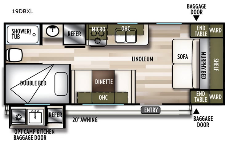 Representative floor plan provided by a trusted RVshare partner.