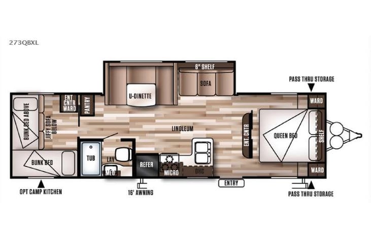 Representative floor plan provided by a trusted RVshare partner.