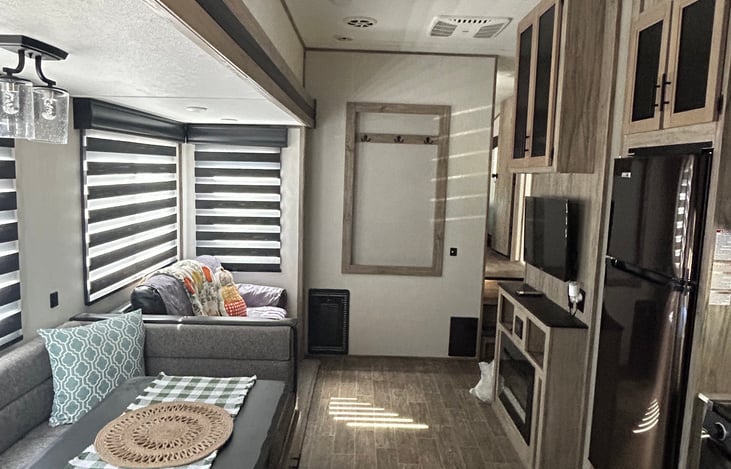 Looking from bunk room into main living