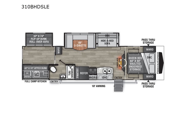 Representative floor plan provided by a trusted RVshare partner.