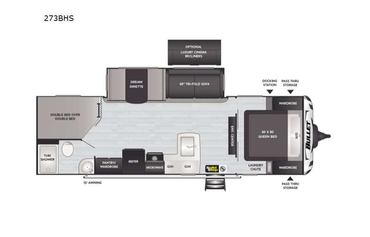 Representative floor plan provided by a trusted RVshare partner.