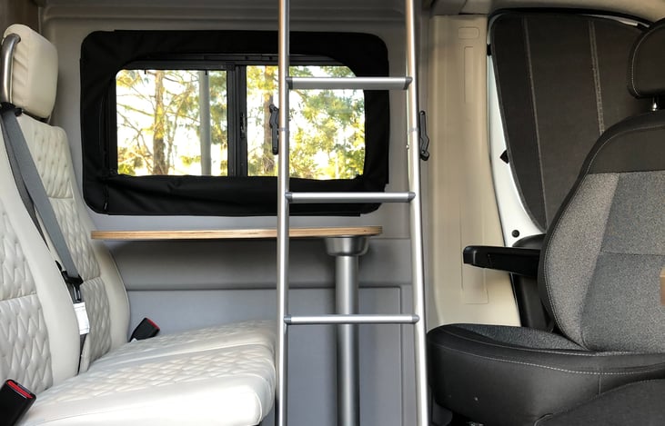 Table and front seats spun around