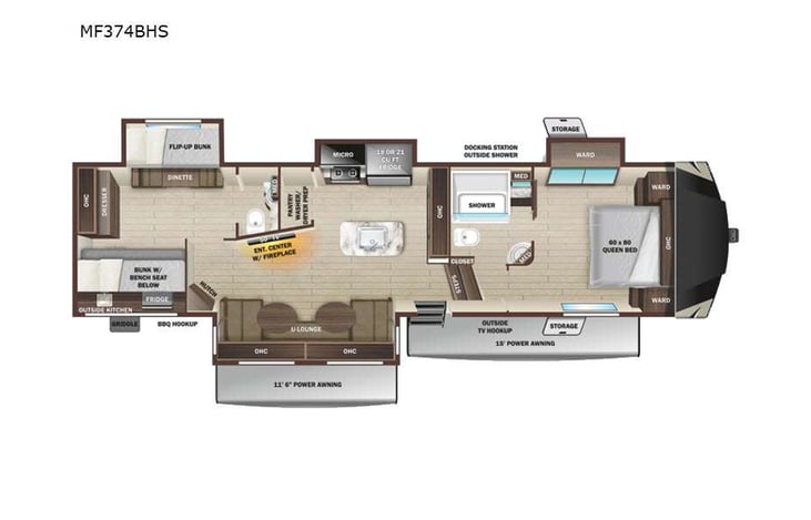 Representative floor plan provided by a trusted RVshare partner.