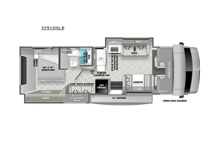 Representative floor plan provided by a trusted RVshare partner.