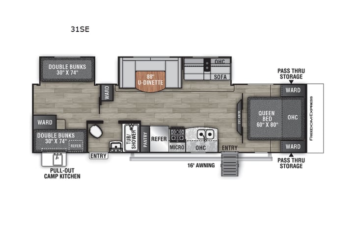 Representative floor plan provided by a trusted RVshare partner.