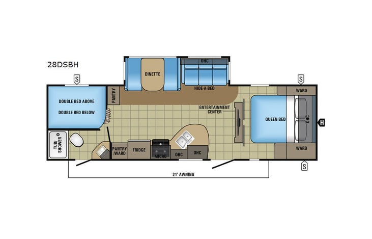 Representative floor plan provided by a trusted RVshare partner.