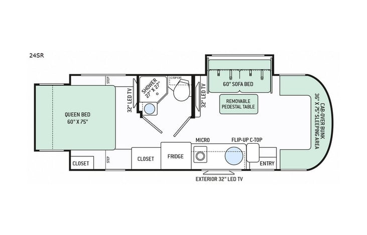 Representative floor plan provided by a trusted RVshare partner.