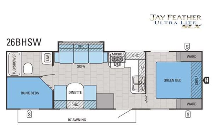 Representative floor plan provided by a trusted RVshare partner.