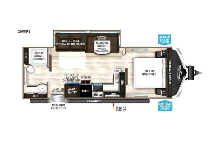 Representative floor plan provided by a trusted RVshare partner.