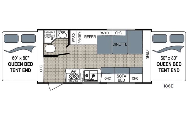 Representative floor plan provided by a trusted RVshare partner.