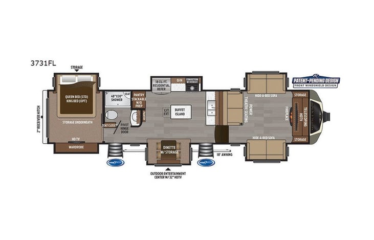 Representative floor plan provided by a trusted RVshare partner.