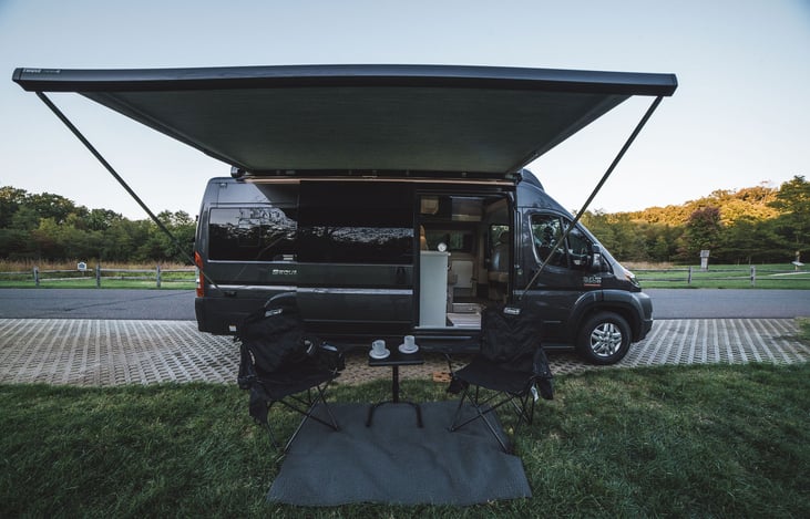 Moana offers a massive 16ft awning with LED lighting that deploys out with the push of a button.